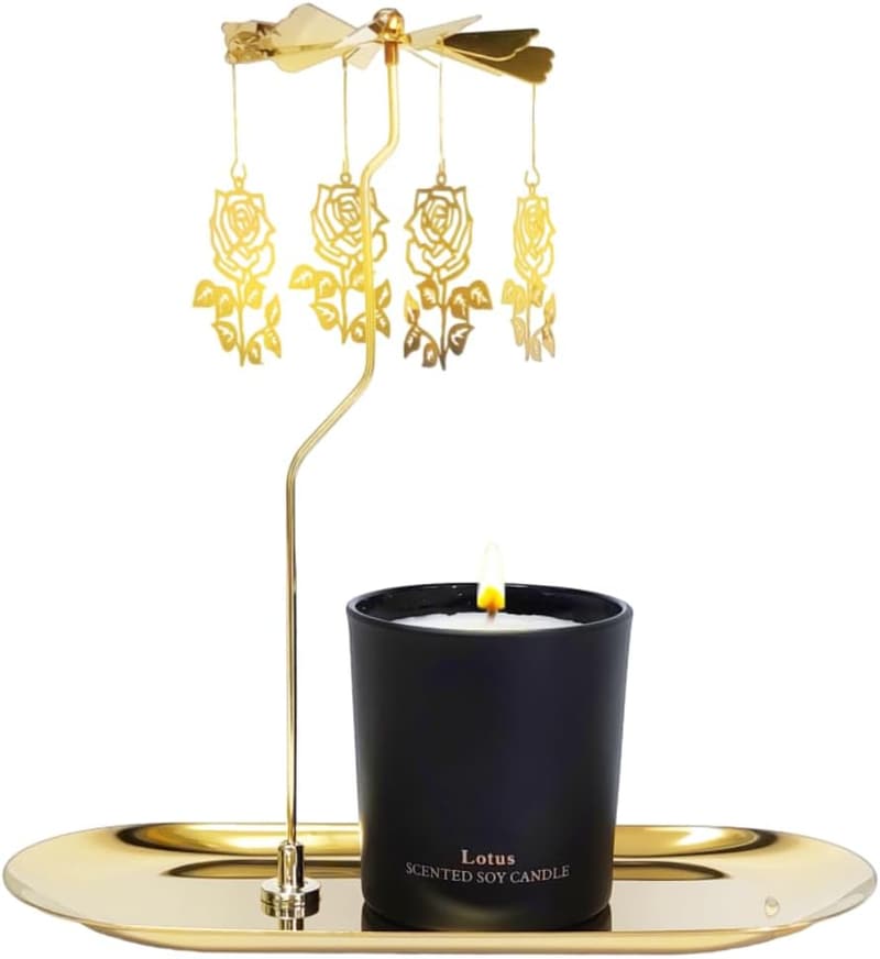 Unique Rose Candle Gift Set for Women - Rotating Scented, 6oz
