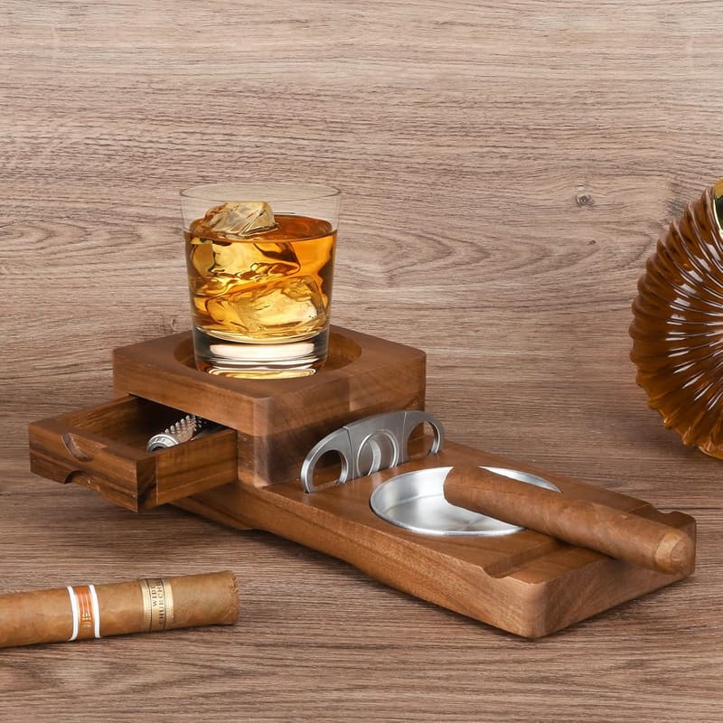 Cigar Accessories Set with Ashtray, Glass Tray, and Cutter for Men