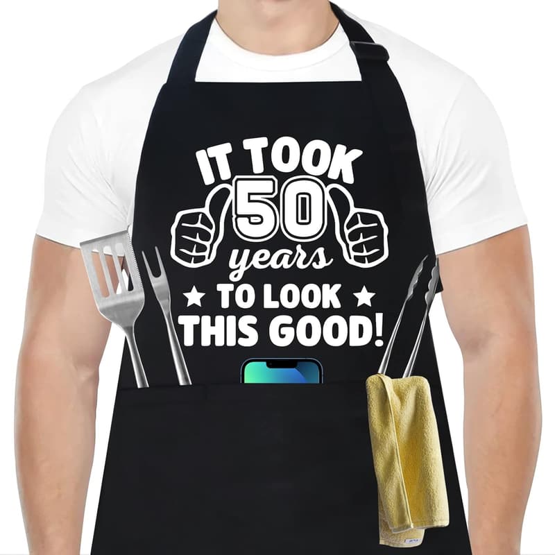 Men's Chef Apron with 3 Pockets - Perfect Birthday Gift