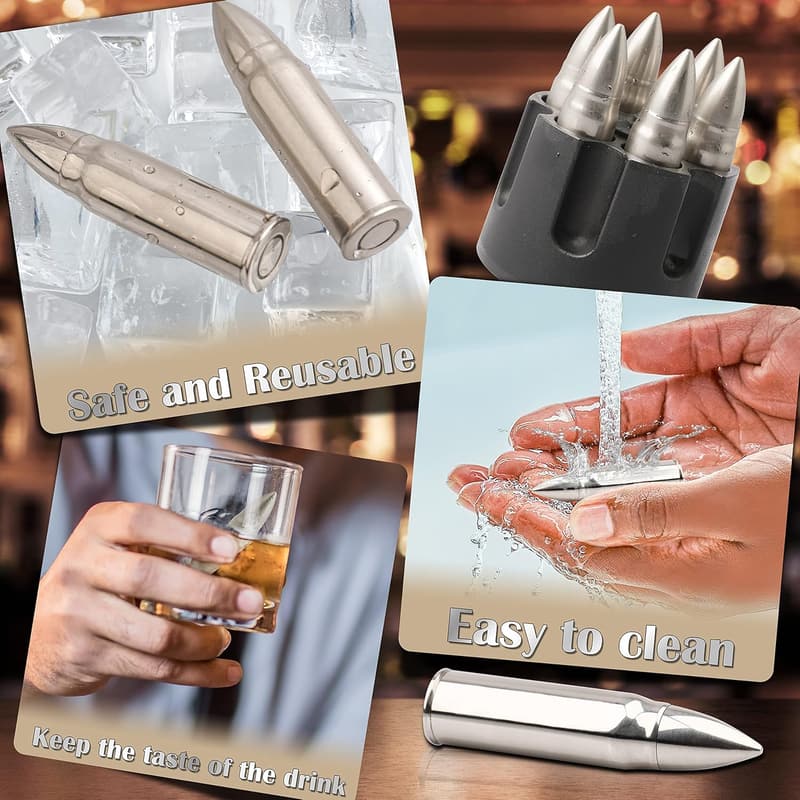 Silver Whiskey Stones Set - Reusable Ice Cubes for Men