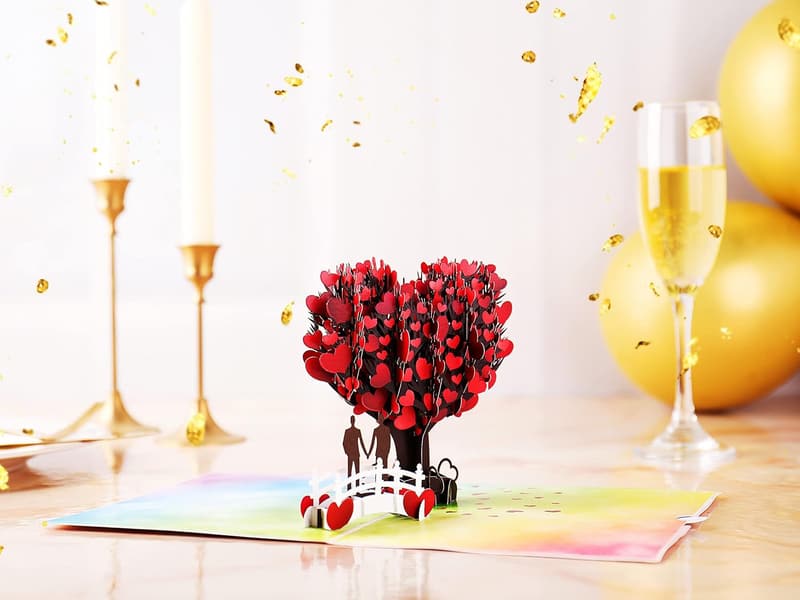 LGBT Valentine's Day 3D Heart Tree Pop-Up Card for Couples
