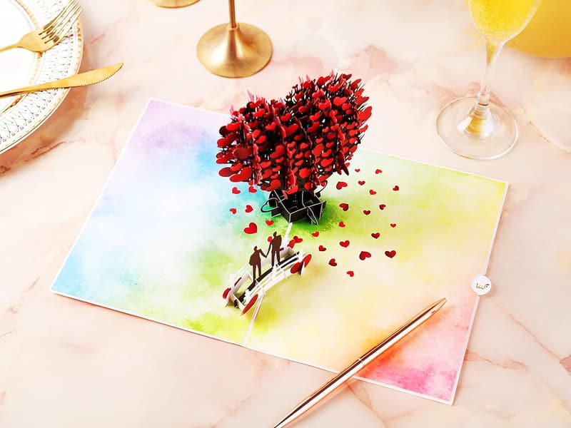 LGBT Valentine's Day 3D Heart Tree Pop-Up Card for Couples