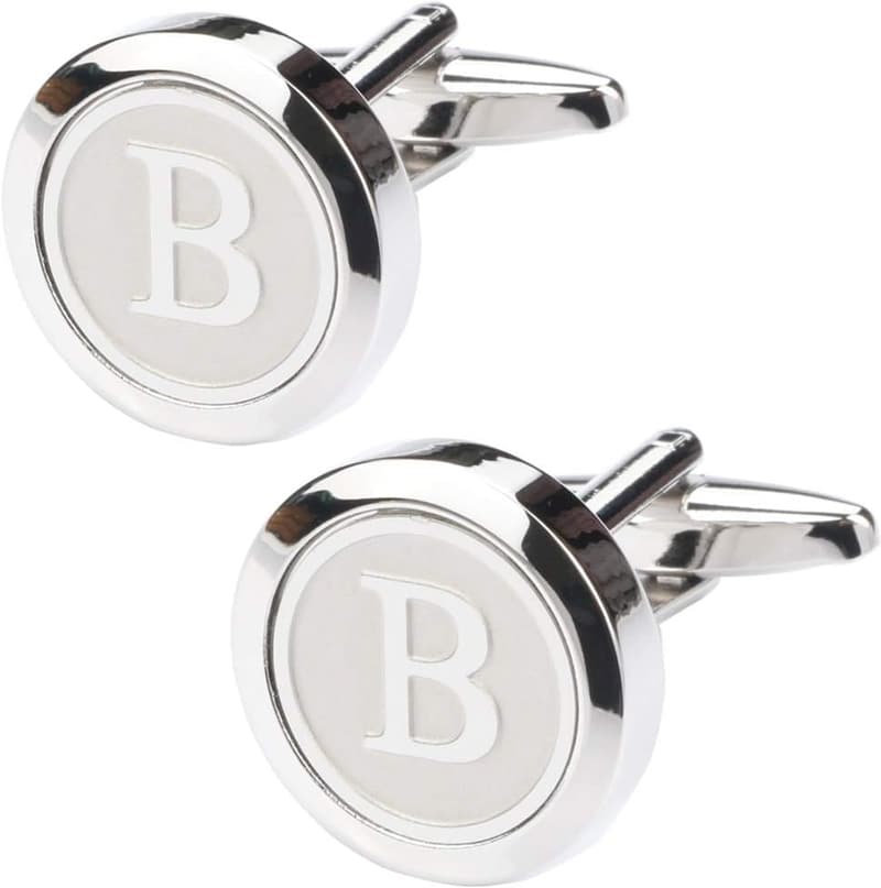Classic Stainless Steel Initial Cufflinks for Men, A-Z