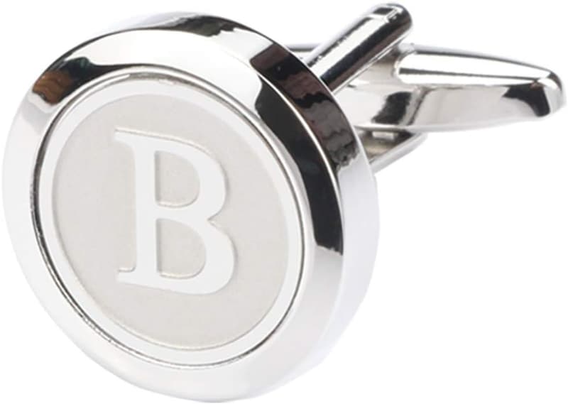 Classic Stainless Steel Initial Cufflinks for Men, A-Z