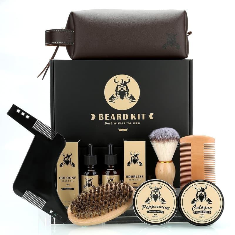 Men's Beard Care Kit - 9 Piece Grooming Set for Father's Day