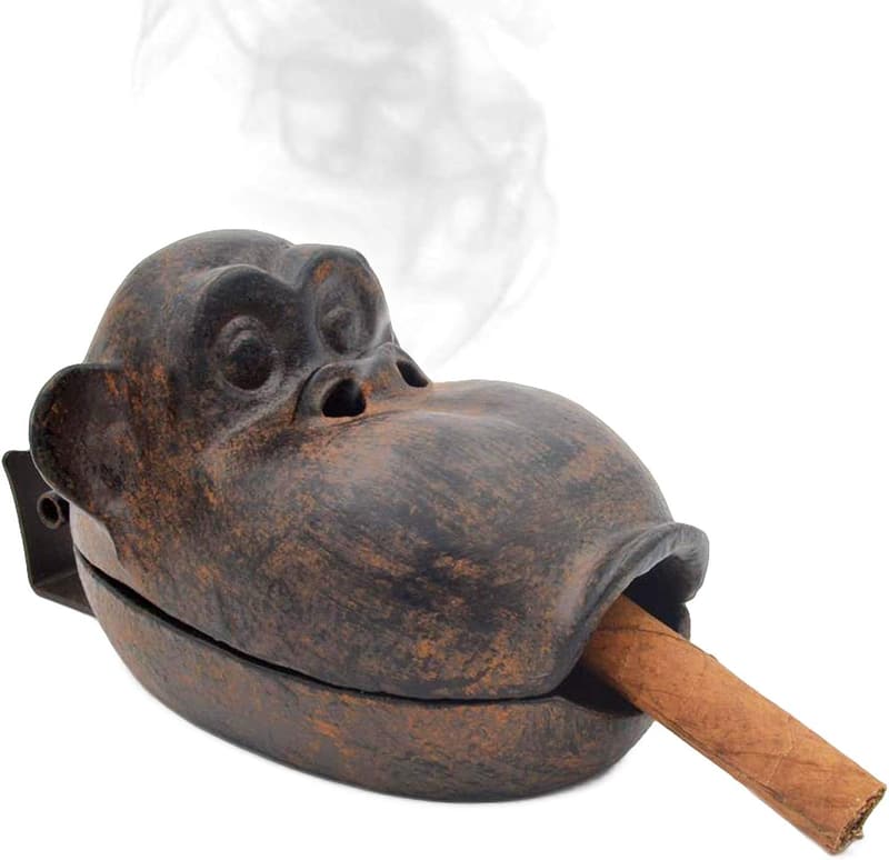 Cast Iron Monkey Cigar Ashtray for Indoor and Outdoor Use