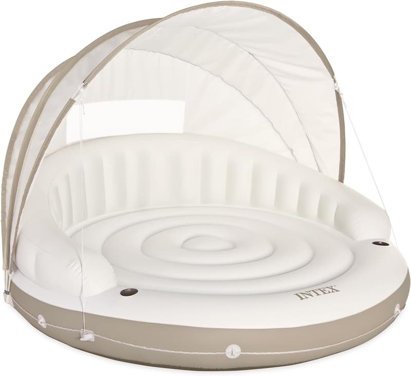 Inflatable Canopy Island Pool Float with Cup Holders – 440lb Capacity