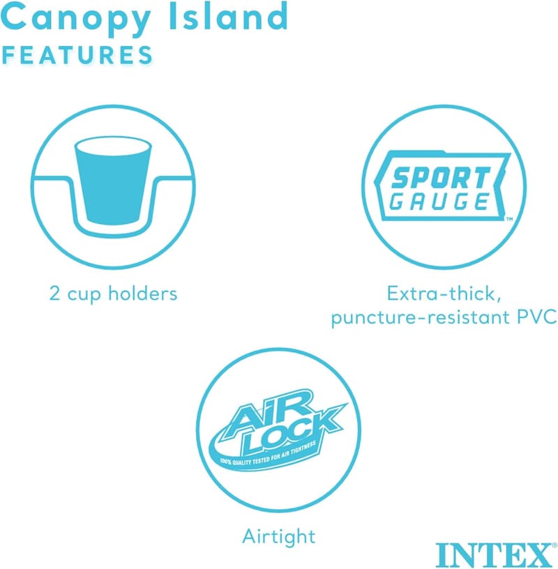 Inflatable Canopy Island Pool Float with Cup Holders – 440lb Capacity