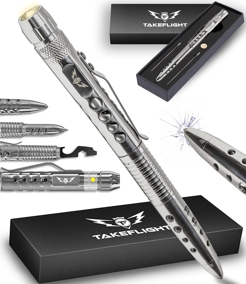 Self-Defense Tactical Pen with Flashlight and Multi Tool Gift Box
