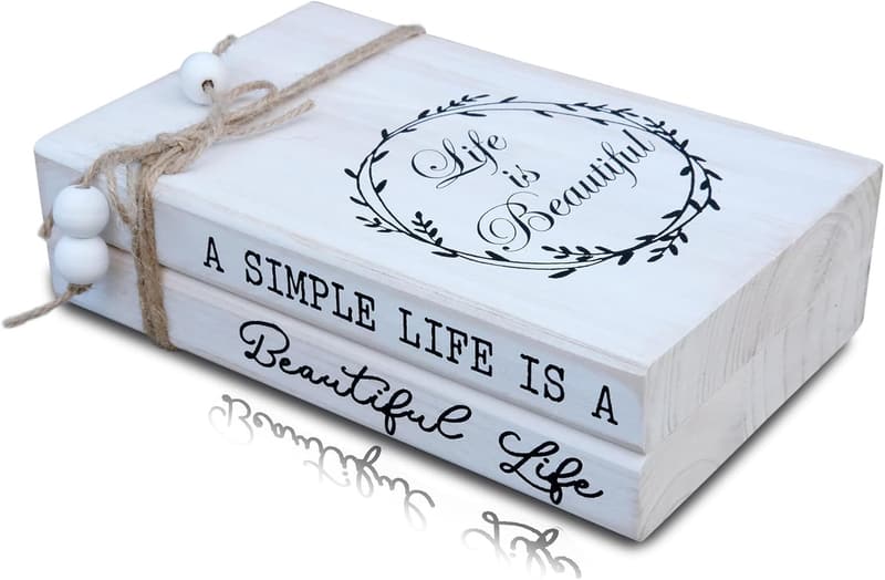 Rustic Farmhouse Decorative Faux Book Stack - Set of 2