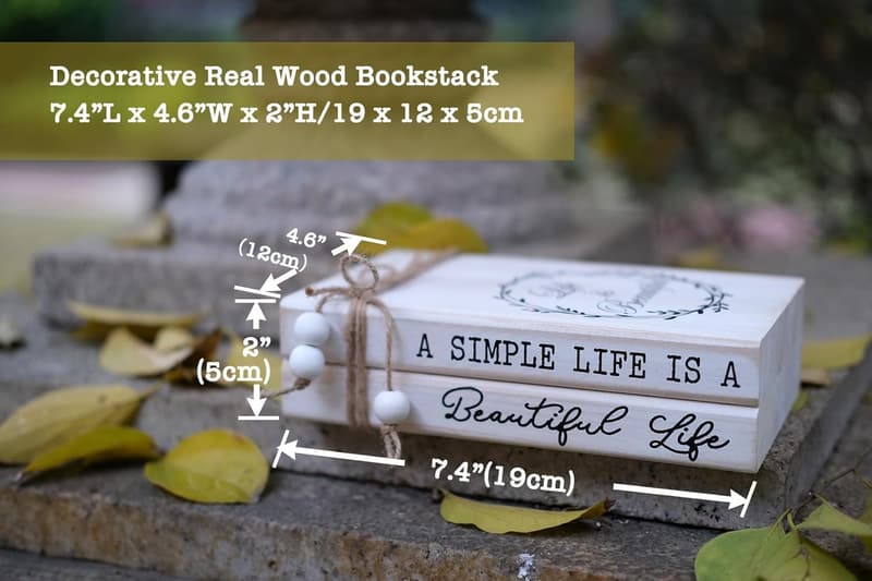 Rustic Farmhouse Decorative Faux Book Stack - Set of 2