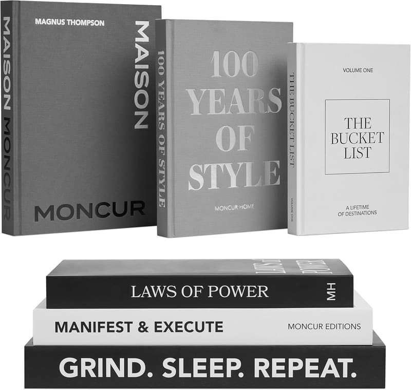Set of 3 Black & White Decorative Faux Coffee Table Books