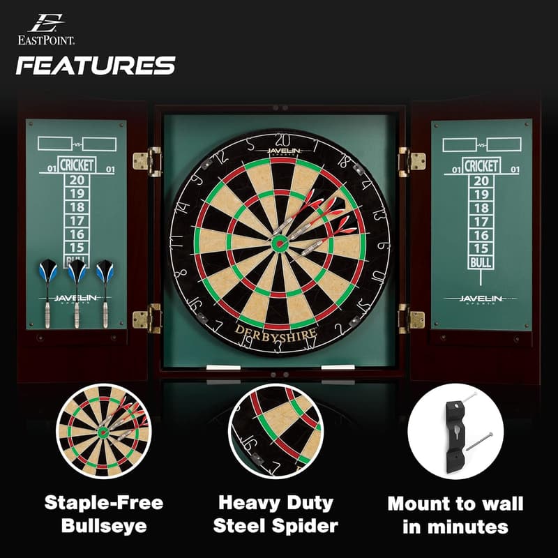 Dartboard Cabinet Set with Easy Assembly & Full Accessories