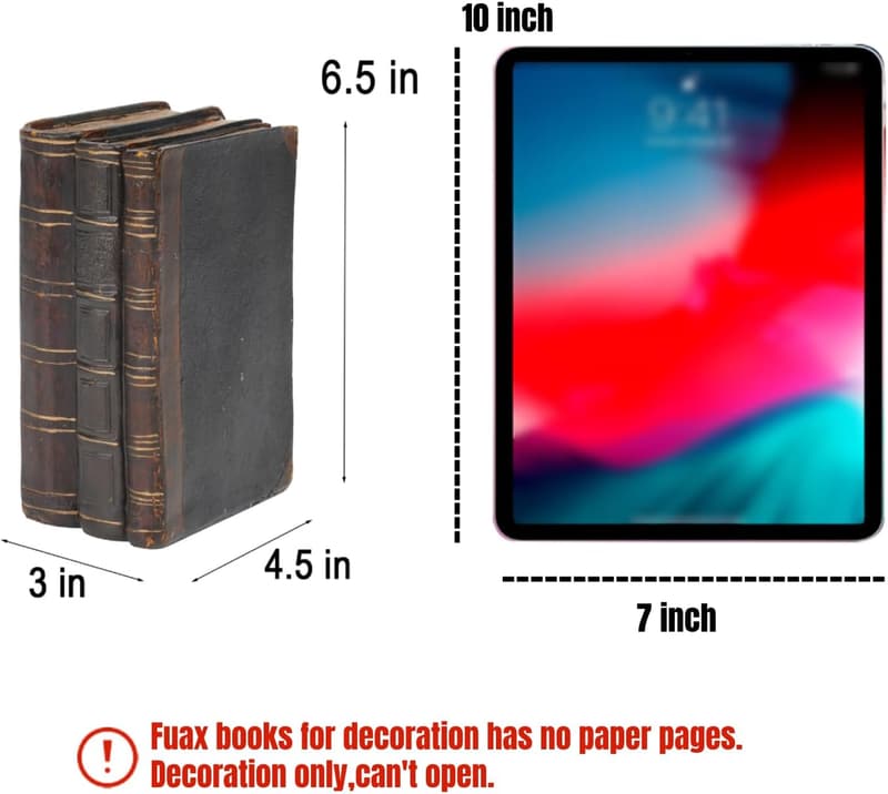 Set of 3 Retro Decorative Resin Books for Home Decor