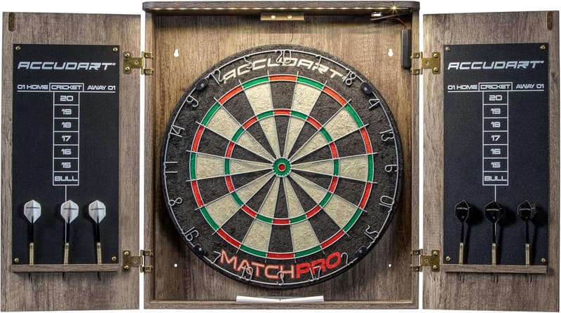 Modern Dartboard Cabinet Set with LED Lighting & Scoreboard