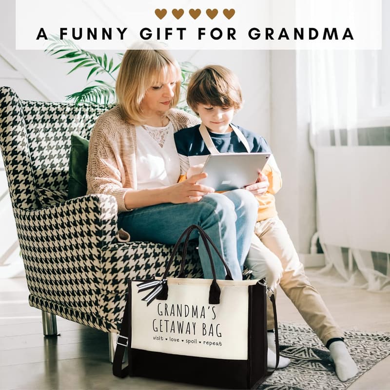 Grandma Gifts - Canvas Tote Bag for Grandchildren