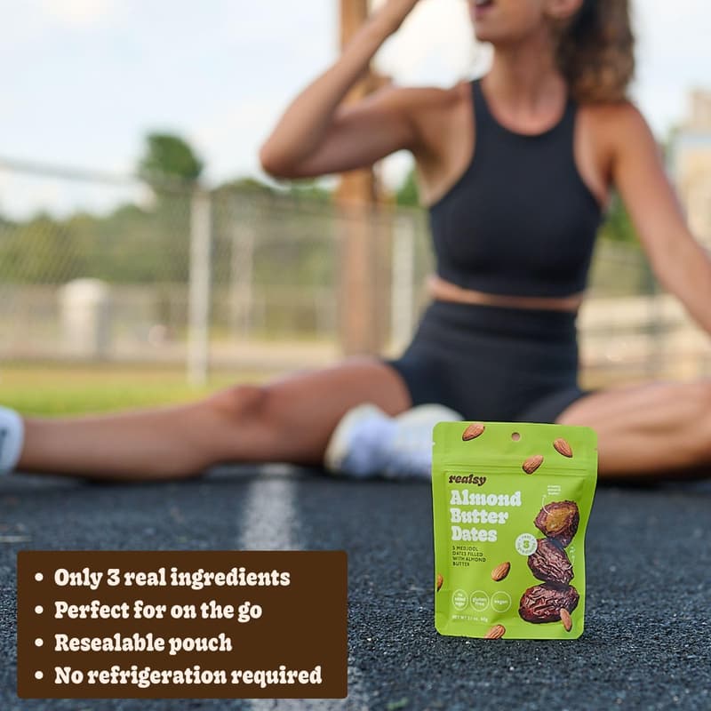 Organic Almond Butter Medjool Dates, Gluten-Free Healthy Snack (10 Pack)