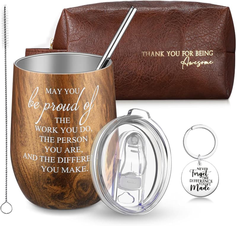 Father's Day Leather Toiletry Bag & Tumbler Gift Set for Men