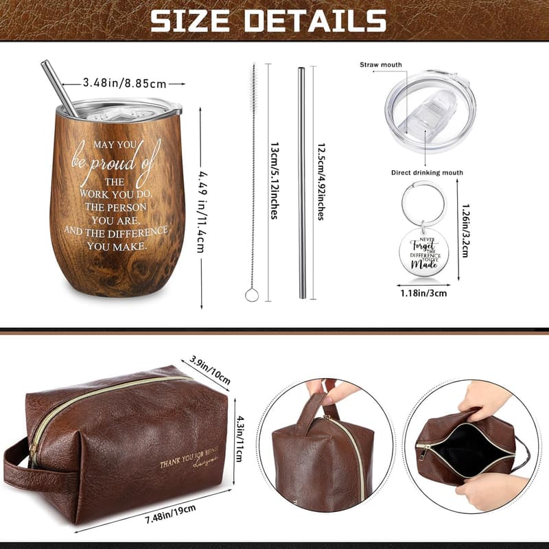 Father's Day Leather Toiletry Bag & Tumbler Gift Set for Men