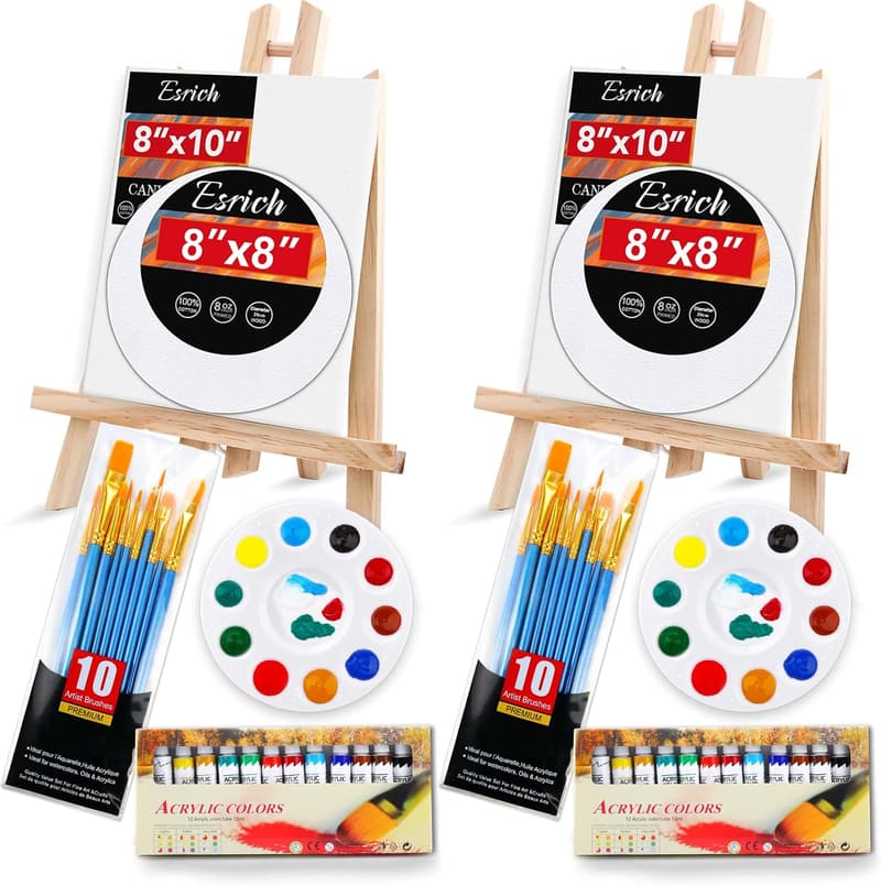 Professional 52-Piece Acrylic Paint Set with Easels and Brushes