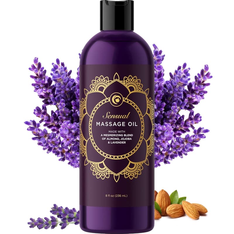 Couples' Relaxing Lavender Massage Oil with Vitamin E & Jojoba (8 oz)