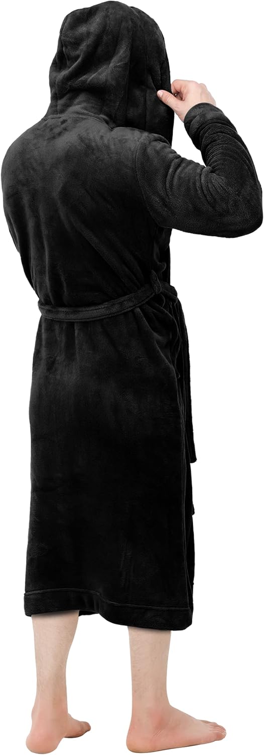 Men's Plush Hooded Fleece Spa Robe