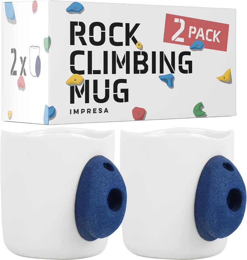 Climbing Gear: 2 Pack XL Ceramic Mugs with Resin Holds