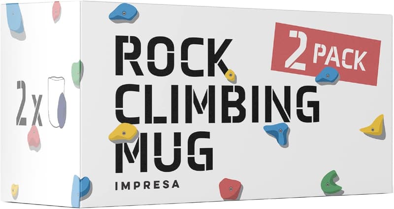 Climbing Gear: 2 Pack XL Ceramic Mugs with Resin Holds