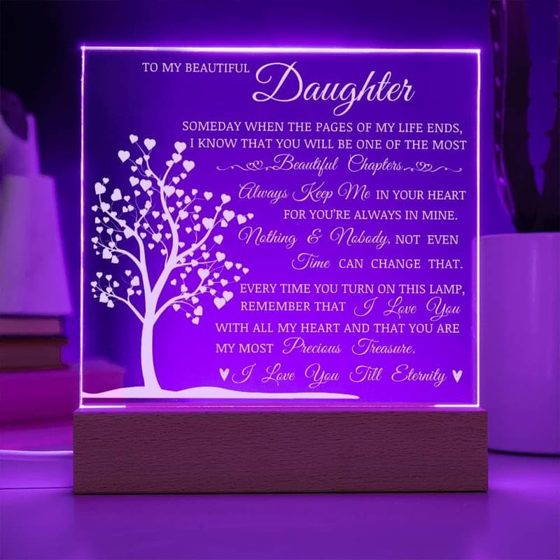Daughter Birthday Gift - Unique Square Acrylic Keepsake Plaque