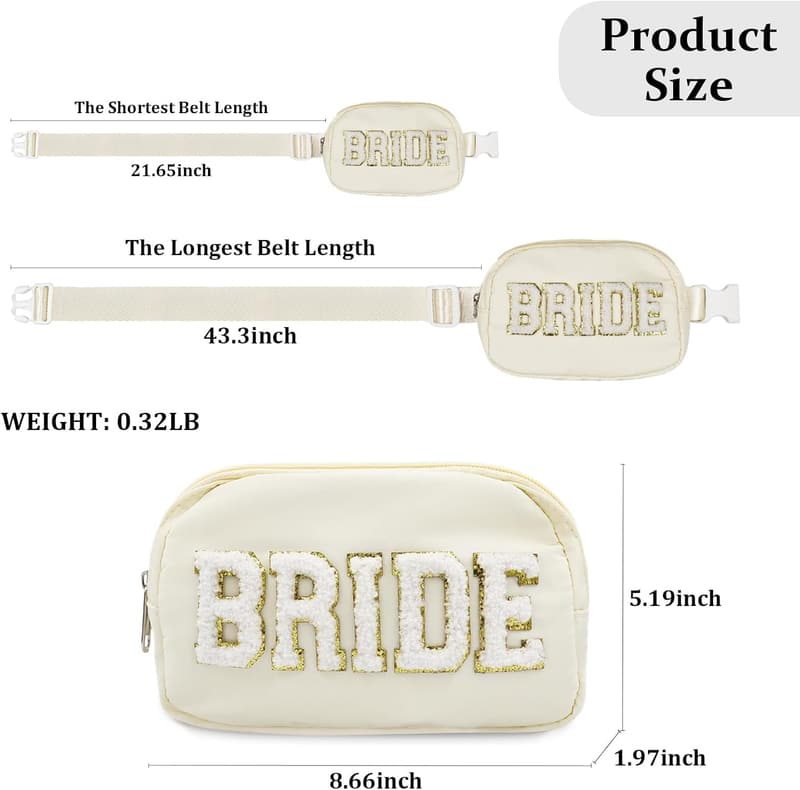 Bachelorette Party Fanny Pack for Bride with Adjustable Strap
