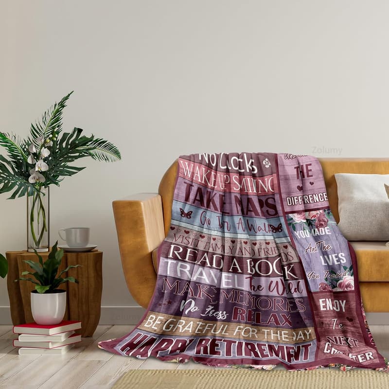 Funny Retirement Blanket Gift for Women, 60x50in