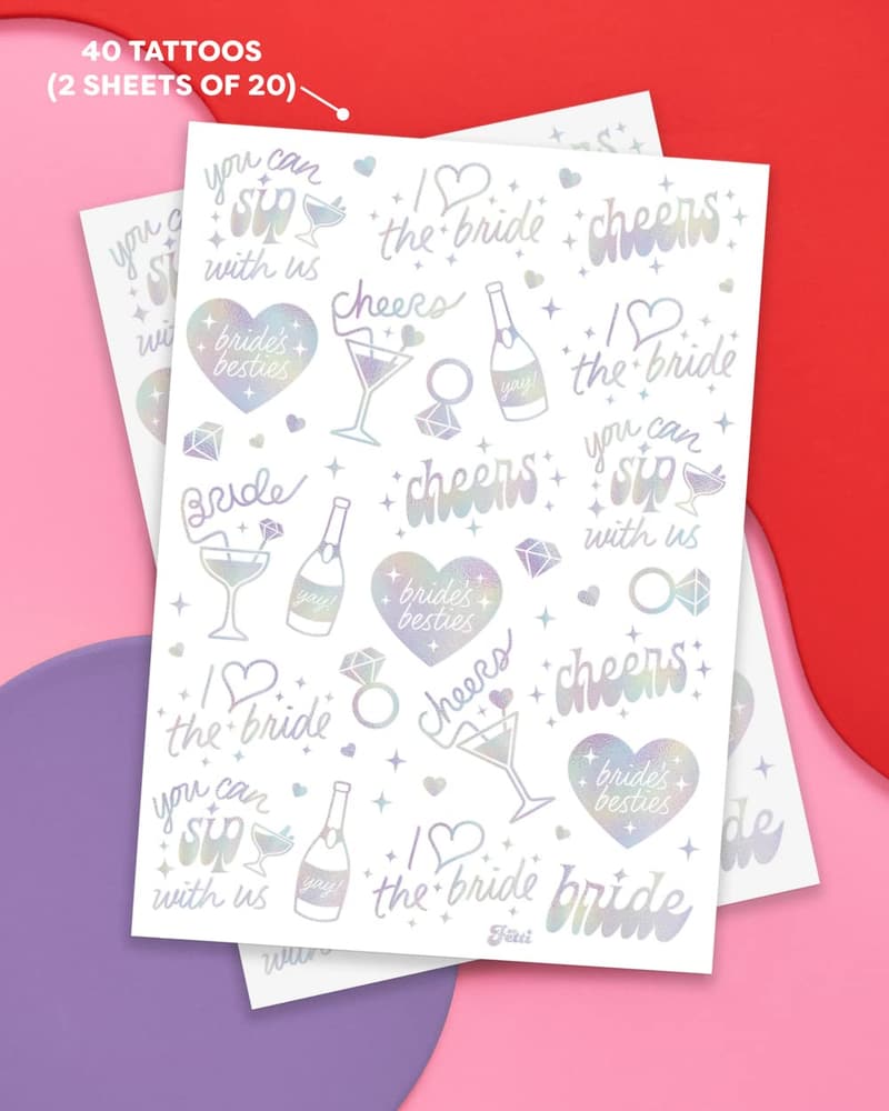 Bachelorette Party Iridescent Temporary Tattoos - 40 Styles