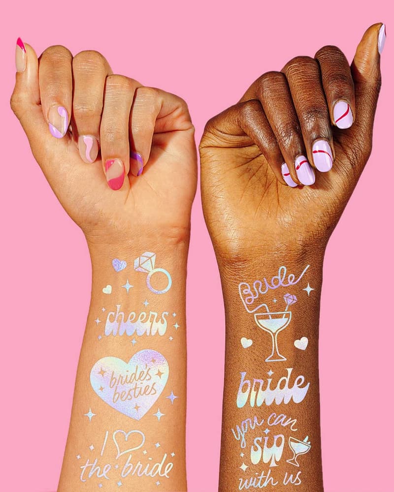 Bachelorette Party Iridescent Temporary Tattoos - 40 Styles