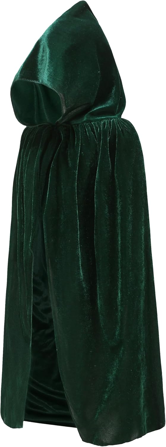 Kids' Velvet Hooded Cloak Costume for Halloween (Ages 3-16)