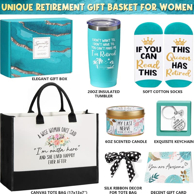 Retirement Gifts for Women 2025 - 20oz Tumbler & Tote Bag