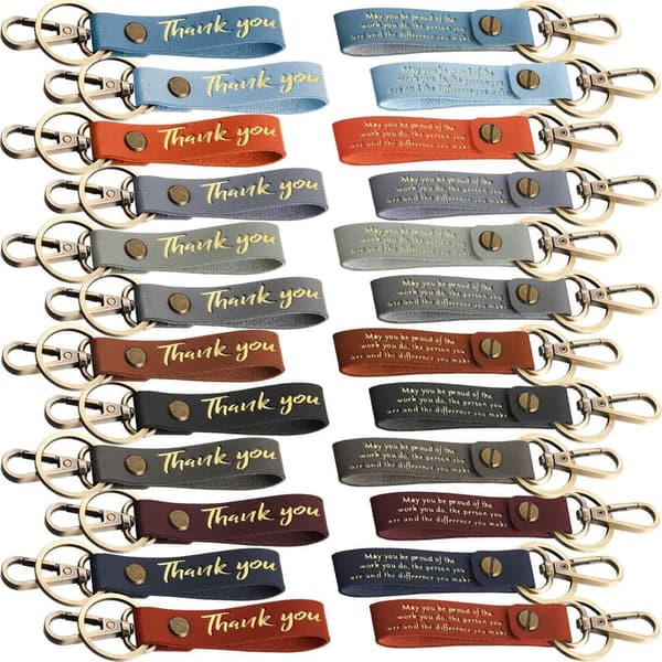 Father's Day Inspirational PU Leather Keychain Set for Men