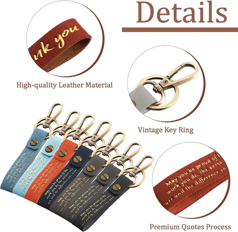 Father's Day Inspirational PU Leather Keychain Set for Men