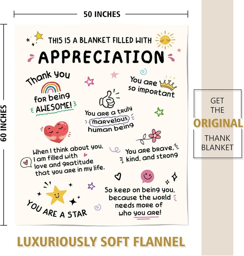 Thank You Gift Blanket for Women & Men - 60