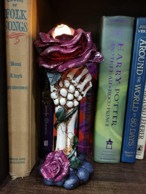 Gothic Skull Rose LED Home Decor for Valentine's Day