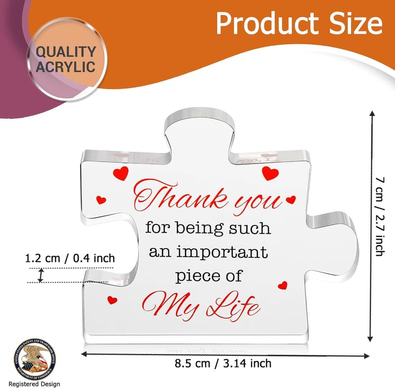 Thank You Gifts - Engraved Acrylic Block Puzzle for Friends & Coworkers