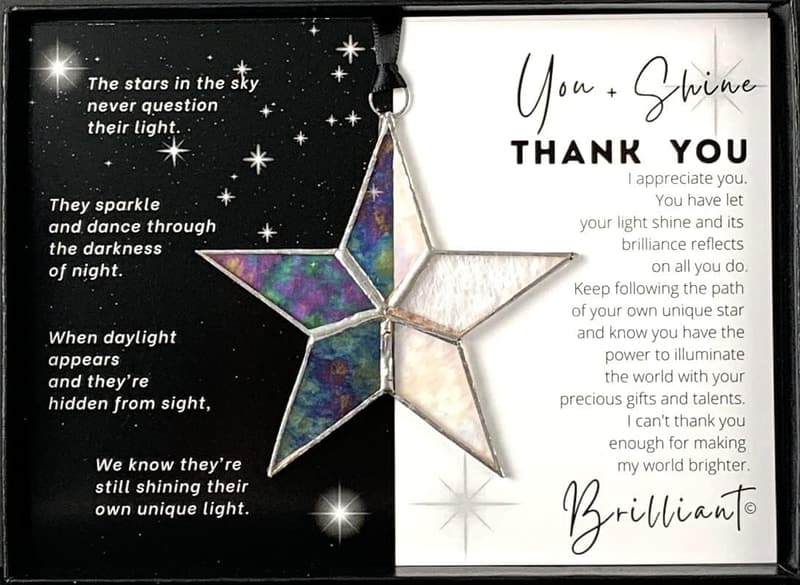 Thank You Gift - Handmade Iridescent Stained Glass Star