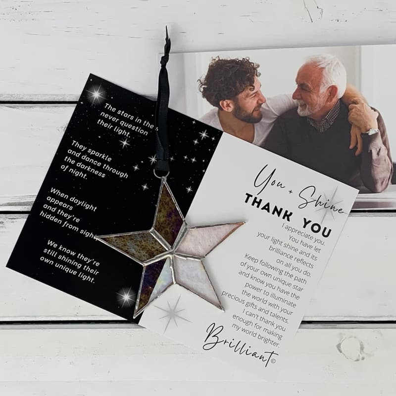 Thank You Gift - Handmade Iridescent Stained Glass Star