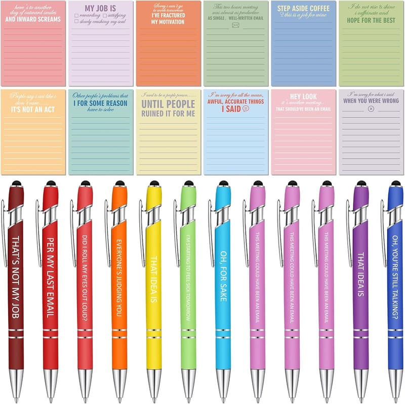 Funny Sarcastic Notepad and Pen Set for Office Appreciation