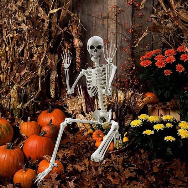 Halloween Life-Size Poseable Human Skeleton Decoration