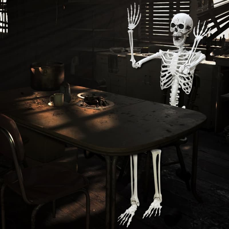 Halloween Life-Size Poseable Human Skeleton Decoration