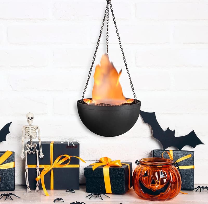 Hanging Black Flame Light Prop for Halloween Decor
