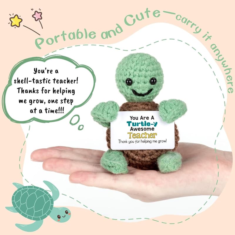 Teacher Appreciation Mini Crochet Turtle Gift for Women & Men