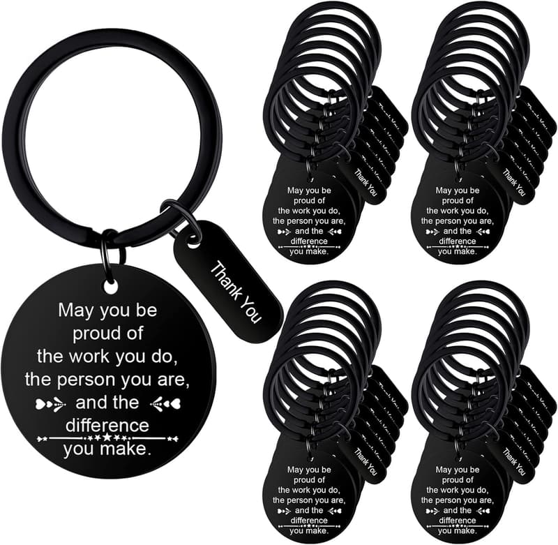 Employee Appreciation Keychain Set - 24 Pack Thank You Gifts