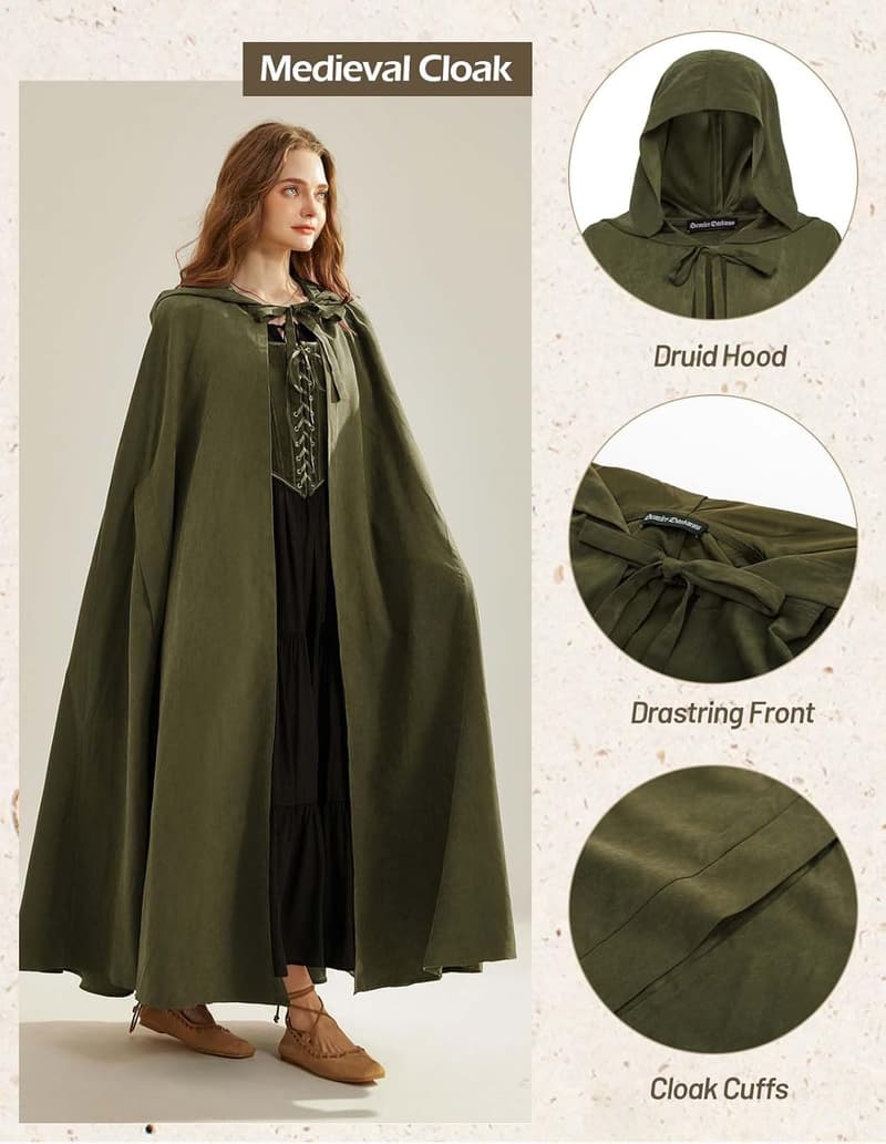 Halloween Women's Renaissance Hooded Cape Cloak
