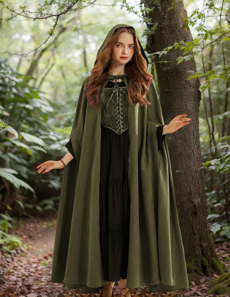 Halloween Women's Renaissance Hooded Cape Cloak